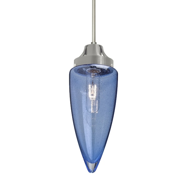 Besa Lighting Sulu Cord Pendant, Blue Bubble, Satin Nickel Finish, 1x60W Incandescent 1JT-SULUBL-SN - main